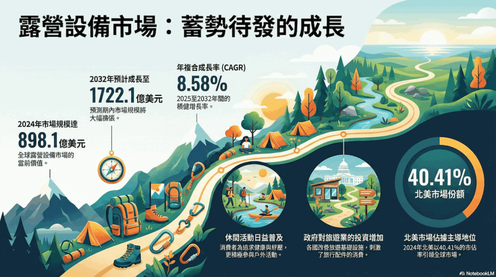2024-2032 全球露營市場年複合成長率(CAGR)